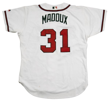 2002-03 Greg Maddux Game Used and Signed Atlanta Braves Home Jersey (Andruw Jones LOA)